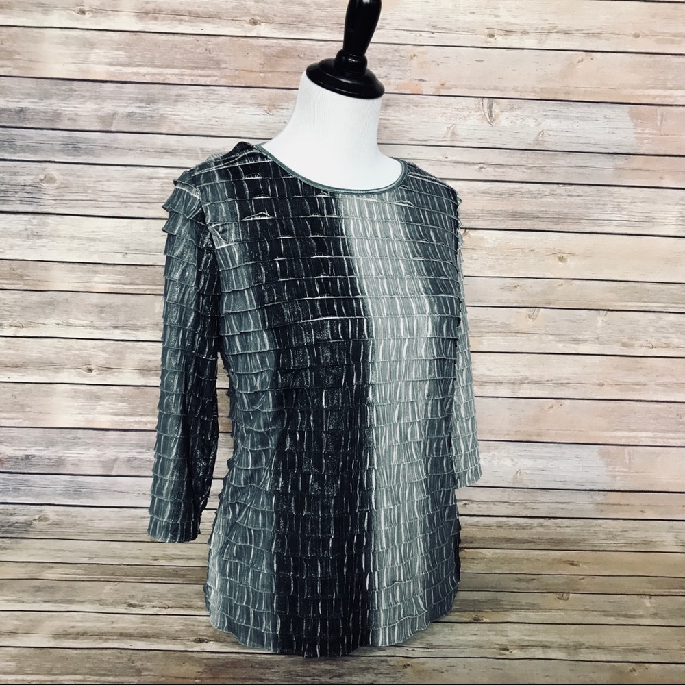 Silver Black and Grey Shimmer Ruffle Top